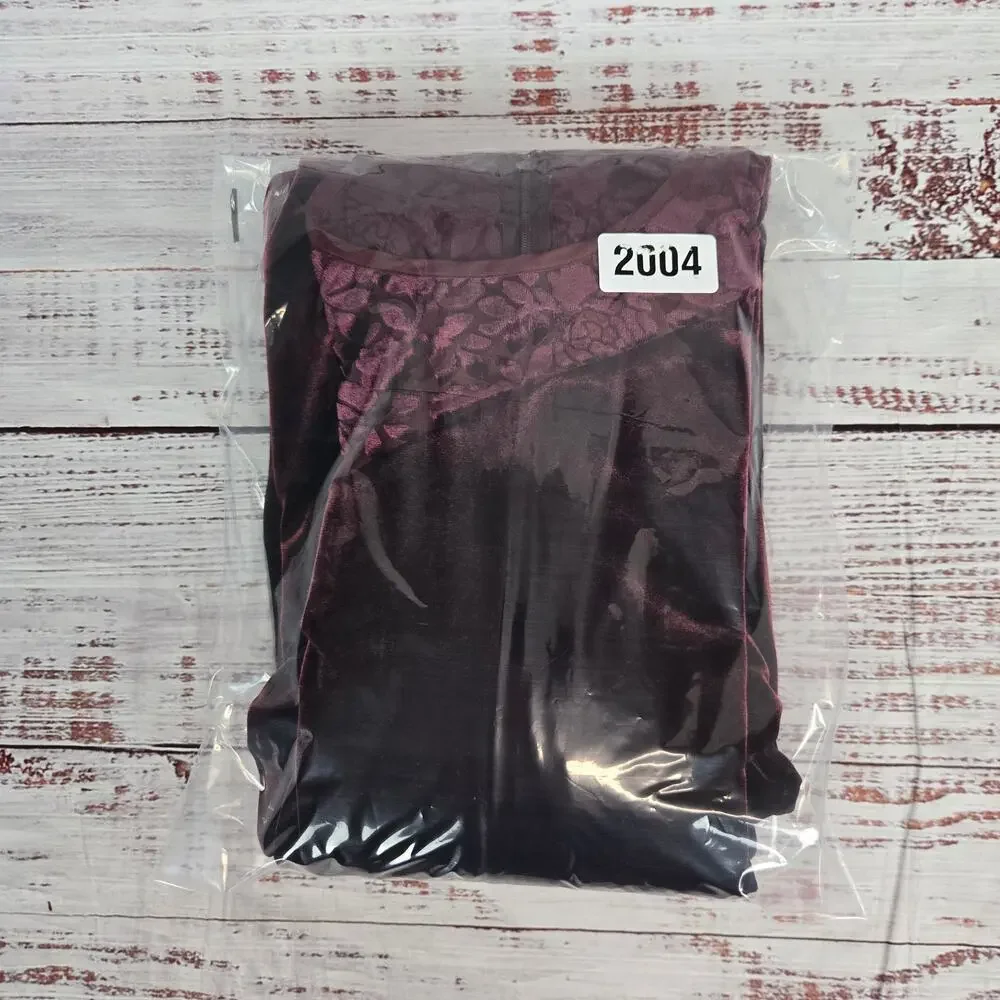 Coldwater Creek Vtg Velvet Lace Burgandy Midi Dress 10 Long Sleeve Romantic Vamp